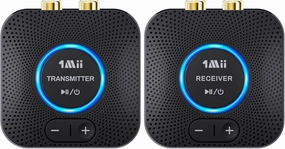 1Mii 2.4GHz Wireless Audio Transmitter Receiver Set for TV, 260Ft/80M Long Range 25ms Low Latency with AUX RCA in/Out,Wireless Audio Adapter for TV PC Powered Speaker Amplifier Soundbar floorstanding speakers,tower speakers,stereo floor speakers,