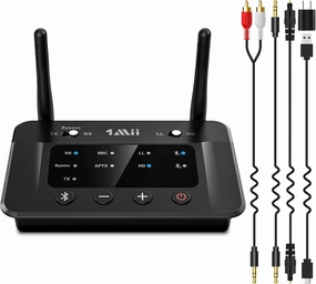 1Mii B03 Bluetooth 5.3 Transmitter Receiver for TV Home Stereo BT Headphones, aptX Low Latency & HD Bluetooth Audio Adapter, Splitter for Wired & Wireless, Optical RCA AUX 3.5mm Inputs/Outputs wireless audio bridge,Bluetooth transmitter,WiFi audio 