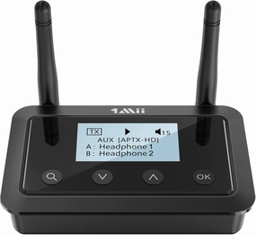 1Mii B03  Bluetooth Transmitter Receiver for TV Home Stereo, Long Range Bluetooth 5.3 Adapter for TV Audio with Screen, aptX Low Latency & HD, Optical RCA AUX 3.5mm Inputs/Outputs wireless audio bridge,Bluetooth transmitter,WiFi audio link,