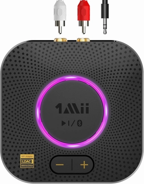 1Mii B06S  Bluetooth 5.2 Receiver, HiFi Bluetooth Audio Adapter w/LDAC, aptx HD & aptx Low Latency, Long Range Hi-Res Audio with Volume Control, 3.5mm & RCA outputs, Easy Setup for Home Stereo System wireless audio bridge,Bluetooth transmitter,WiFi