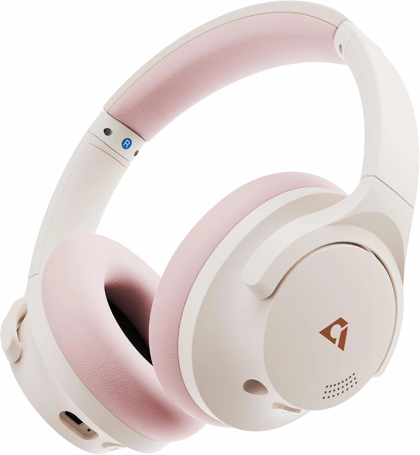 1Mii Y8  Noise Cancelling Headphones Bluetooth, Wireless LDAC Hi-Res Audio, Custom EQ via App, 75H Playtime, Comfort Fit, Over Ear Headphones Foldable for Airplane Travel Home Office Beige Pink over-ear headphones,closed back headphones,wireless studio can