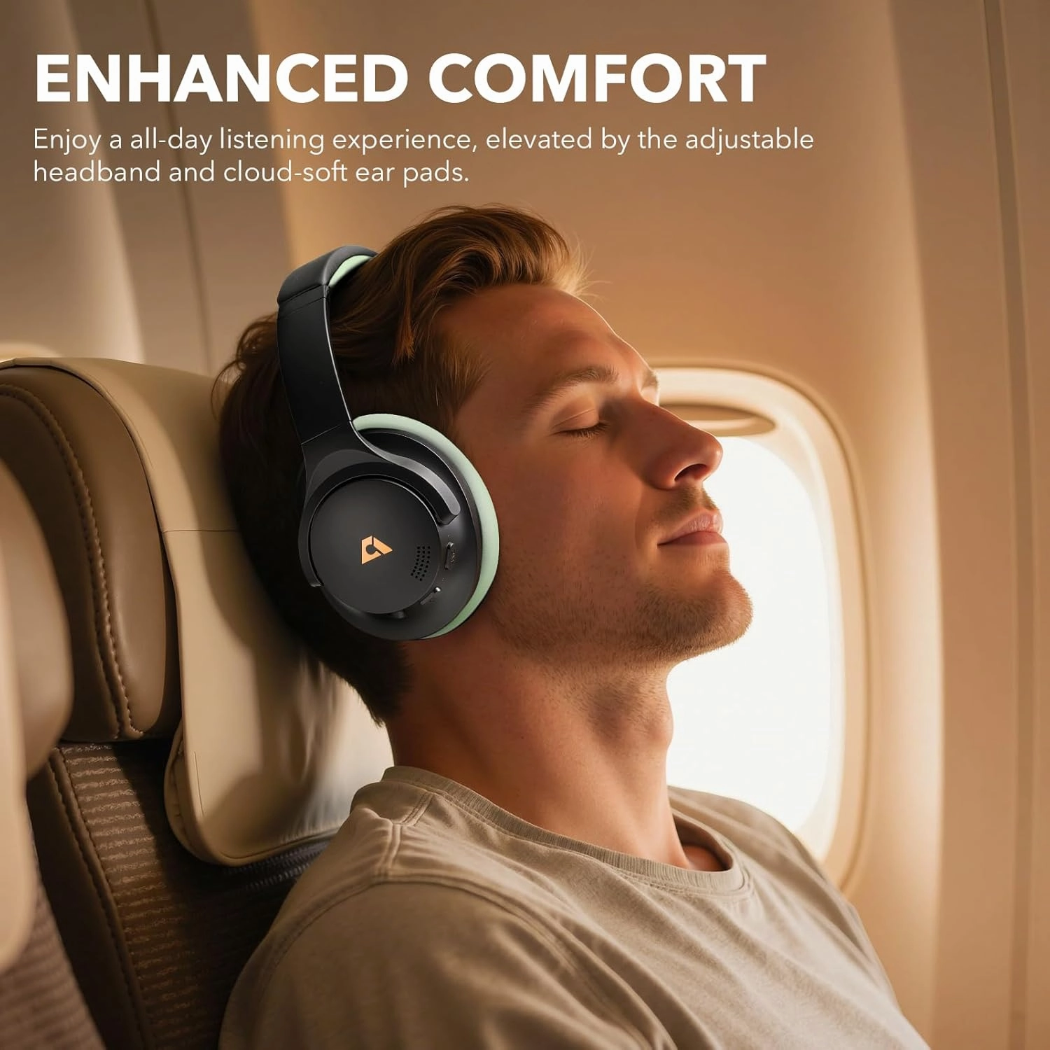 1Mii Y8  Noise Cancelling Headphones Bluetooth, Wireless LDAC Hi-Res Audio, Custom EQ via App, 75H Playtime, Comfort Fit, Over Ear Headphones Foldable for Airplane Travel Home Office Black Green
