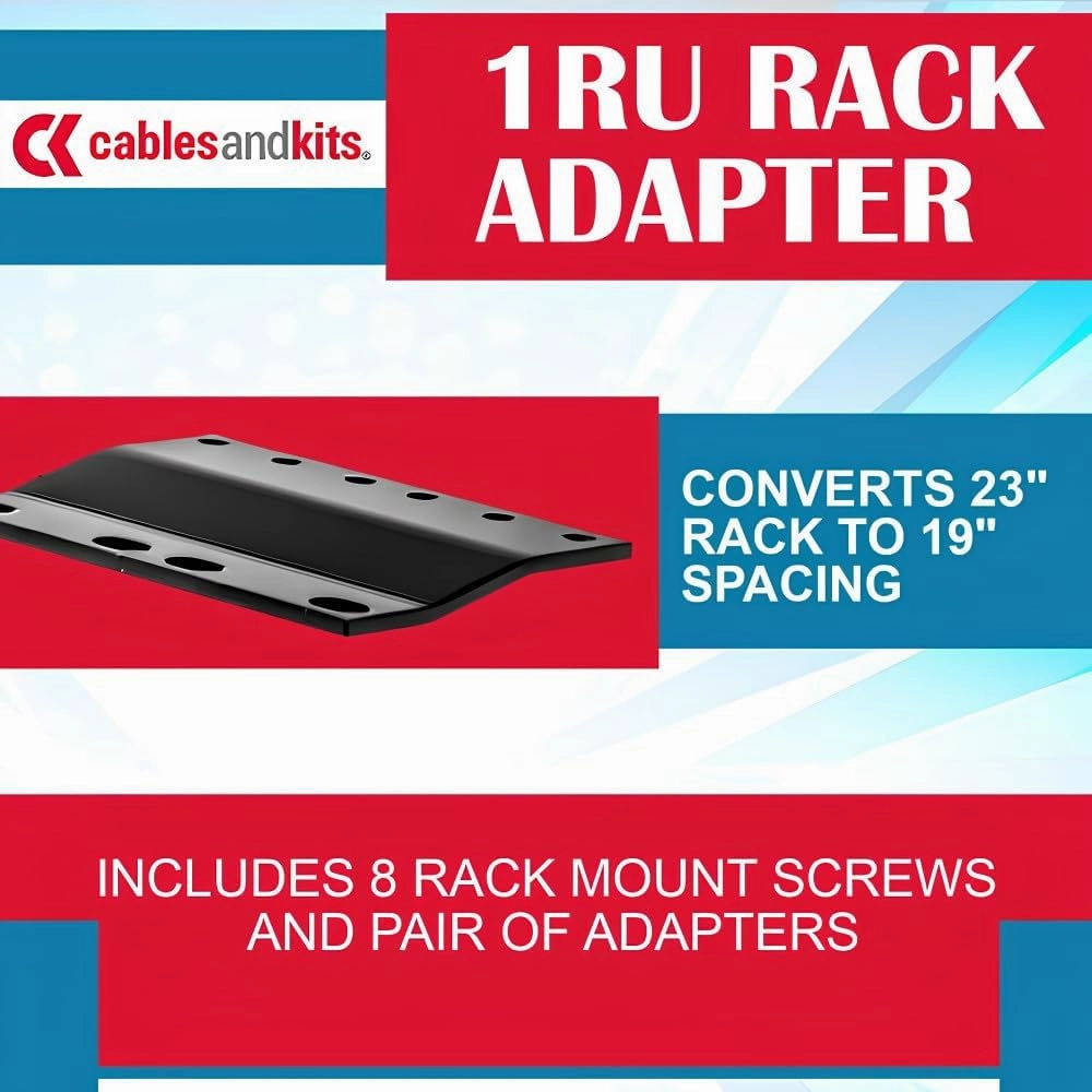 1RU Rack Adapter (1U), Included Rack Screws - Durable 12 AWG Steel Construction and Converts 23" Rack to 19" Spacing, Rack Mount Adapter for Computers, Servers or Network Equipment