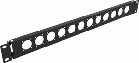 1U Hinged D-Series 12 Connectors Punch-Out Component Panel for 19 inches Sound, AV, Computer -Equipment Racks- Patch Panel Compatible with XLR, HDMI (1U12D) audio rack,hi-fi component stand,media shelf,
