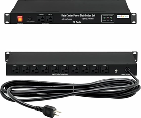 1U PDU Network Servers Surge Protector Power Distribution Unit 12-Outlet, 120V 20A, 3600 Joules 10KA,19 Rack Mount Power Strip,Heavy-Duty 12AWG 16 ft Cord,w/AC Filter, ETL Listed, by ThePoEstore rackmount gear,audio rack equipment,studio rackmounts,
