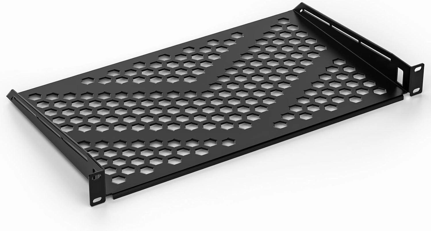 1U Rack Shelf, Vented Cantilever Universal Rack Mount Shelf, 10.5" Deep, Heavy-Duty Server Rack Shelf for 19" Equipment Rack & Cabinet, 60 lbs Capacity music server,hi-fi media server,digital audio storage,