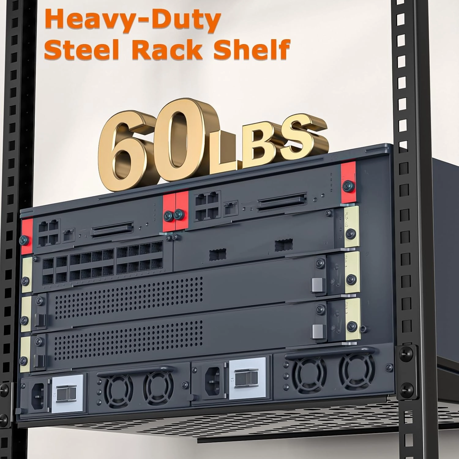 1U Rack Shelf, Vented Cantilever Universal Rack Mount Shelf, 10.5" Deep, Heavy-Duty Server Rack Shelf for 19" Equipment Rack & Cabinet, 60 lbs Capacity