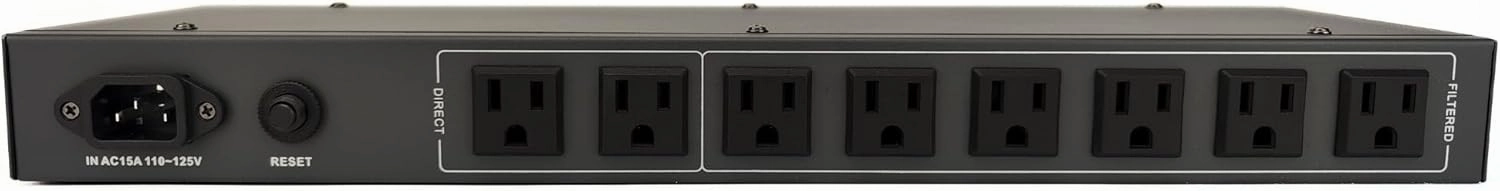 1U Rackmount Power Conditioner - AC Noise Power Filter, Mains Purifier with Surge Protection (Black)