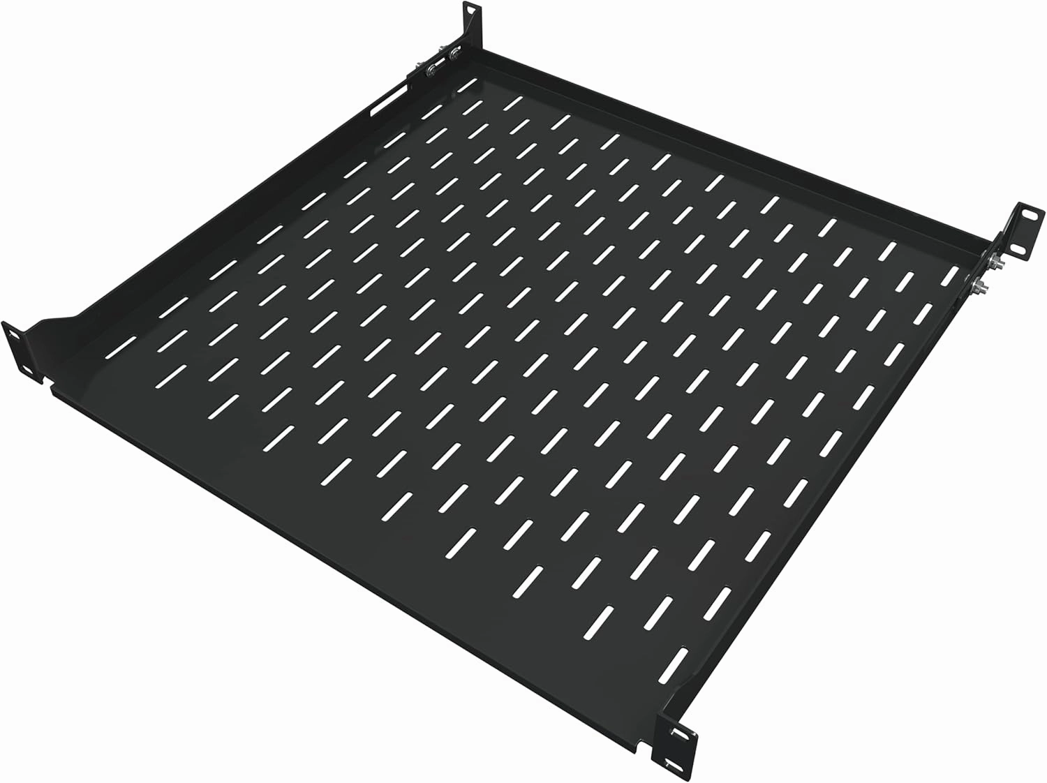 1U Server Rack Shelf - 19" Rackmount Tray - 17.7" (450mm) Deep 4-Post Fixed Mount for Computer Network/AV/IT Equipment Cabinet Enclosure - Vented for Maximum Airflow (Black) - Tupavco TP1711 audio rack,hi-fi component stand,media shelf,