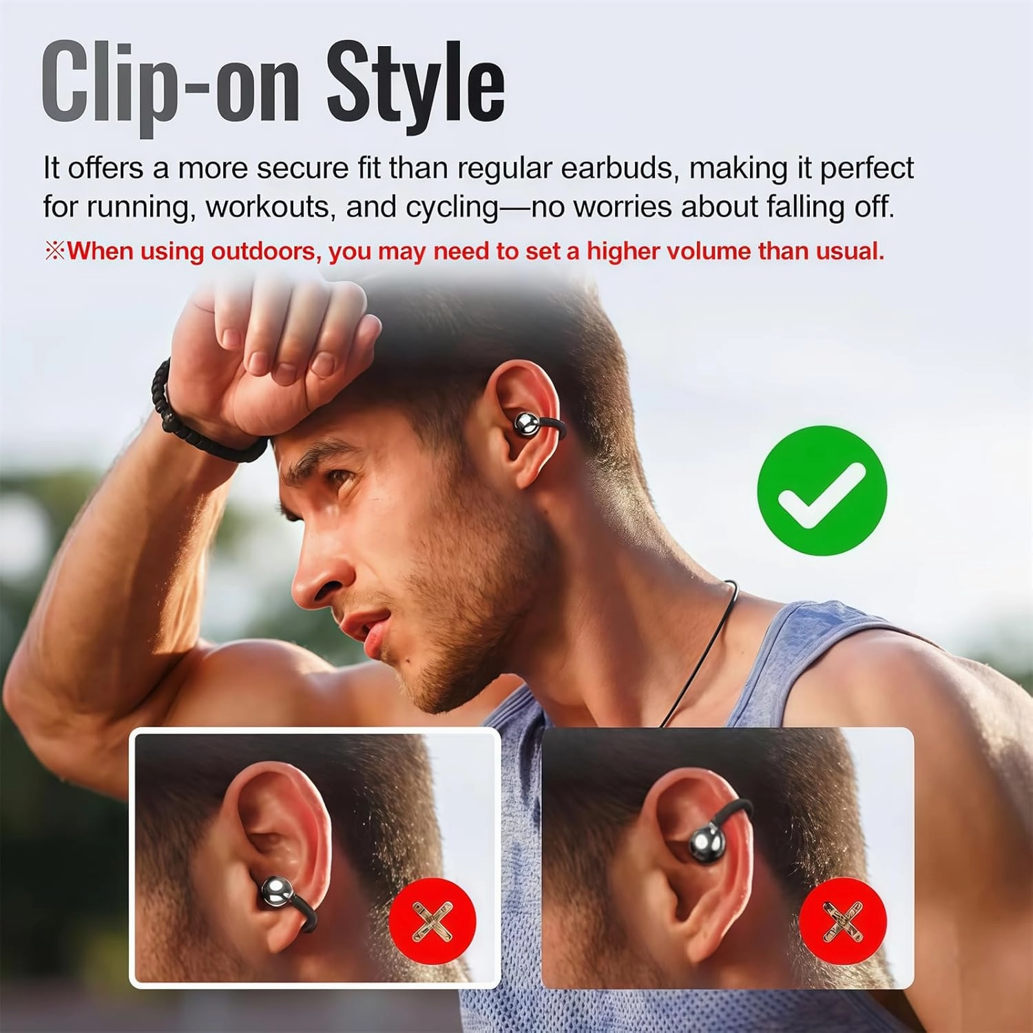 2025 New - Ear Clip Bluetooth Headphones with Touch Screen, M100 Clip On Ear Headphones with Visual Audio, C-Shaped Bridge Standalone Earphones (Black,AI Translation Model)