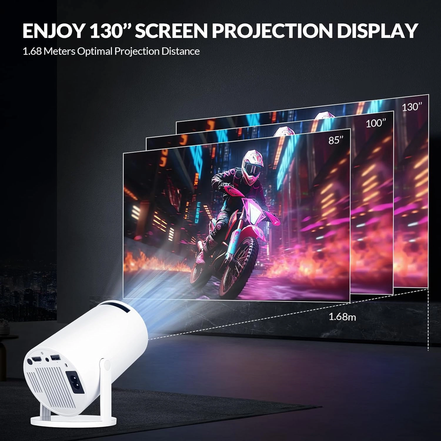 2025 Upgraded HY300 PRO  Mini Portable Projector,Smart Projector with Android 11.0, 200 ANSI Lumens, Short Focus, WiFi6   BT5.0, Support 4K 1080P Decoding, for Outdoor Camping,Home Theater