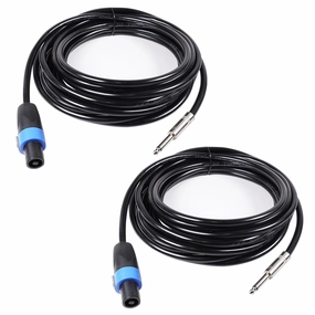 20 Feet Pack of 2 Speakon to 1/4" Cable - 20 Ft. Speak-On Male to 6.35mm TS Male Wire for Speaker, Loudspeaker, Mixer Console - 16 AWG Heavy Duty Shielded Core with Twist Lock mixer console,audio mixing desk,DJ console,