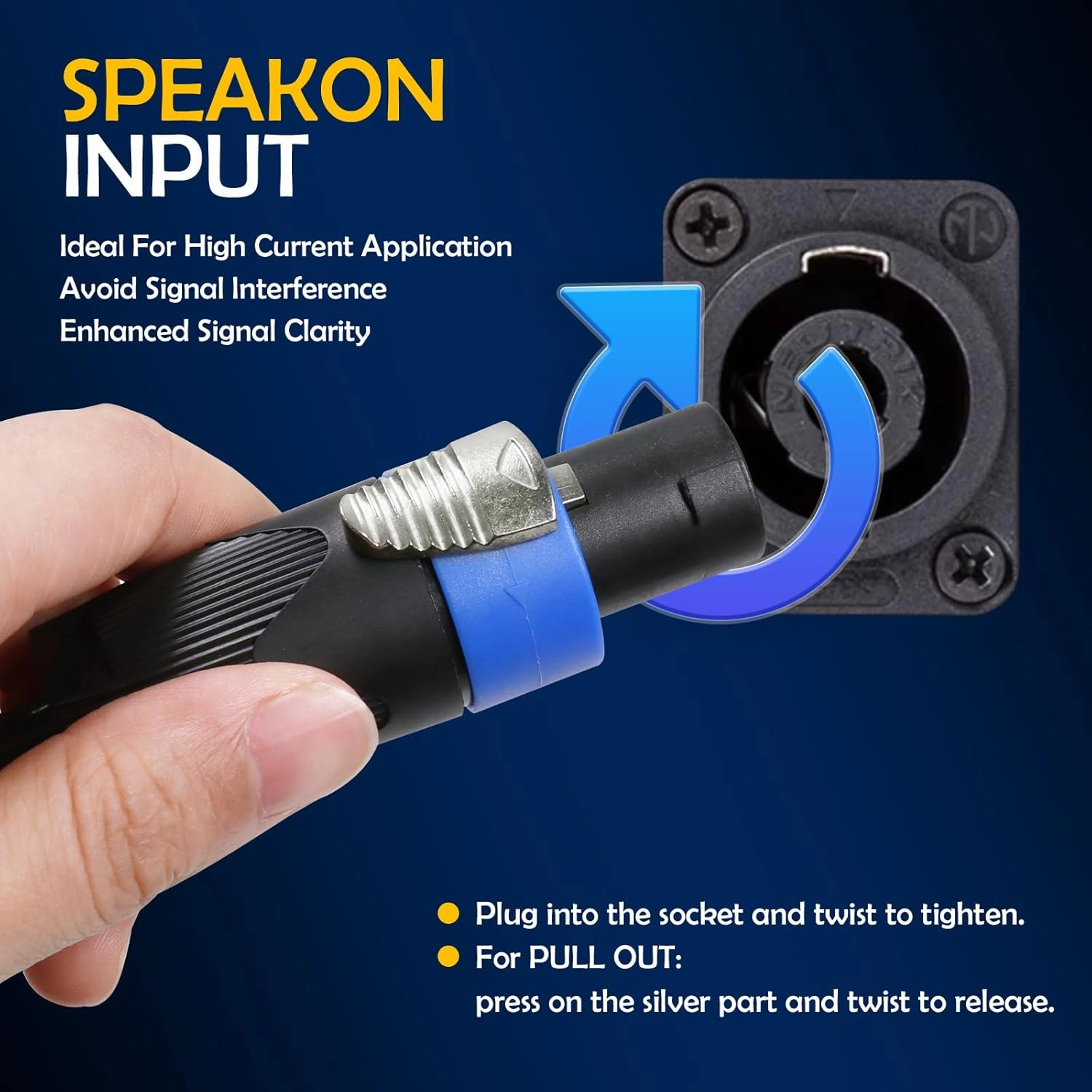 20 Feet Pack of 2 Speakon to 1/4" Cable - 20 Ft. Speak-On Male to 6.35mm TS Male Wire for Speaker, Loudspeaker, Mixer Console - 16 AWG Heavy Duty Shielded Core with Twist Lock