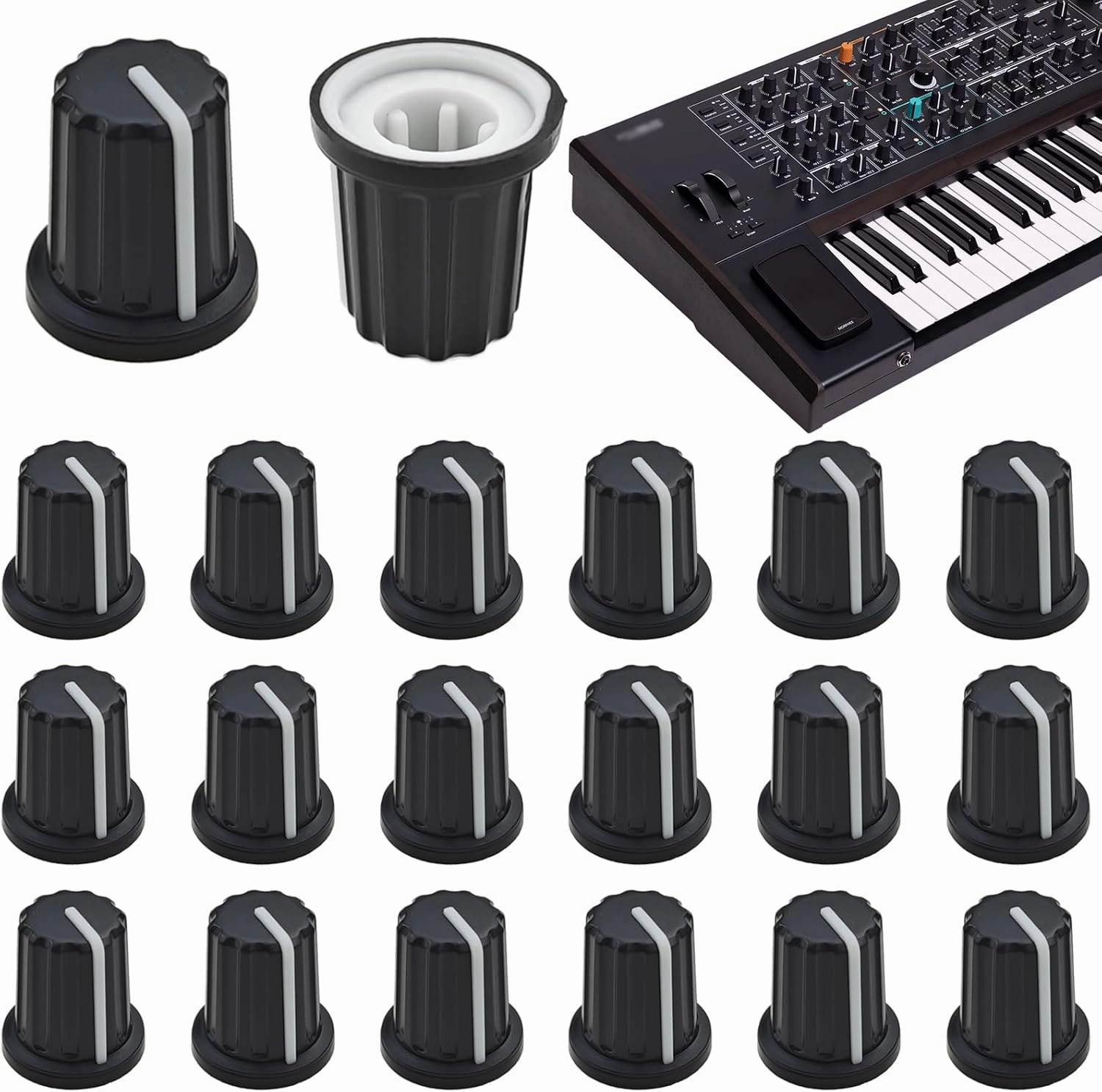 20 PCS D Type Potentiometer Knobs, Plastic Volume Tone Knobs, for Encoder Electric Guitar Speaker Mixer Board DJ Controller Mixer Console 270 Degrees mixer console,audio mixing desk,DJ console,