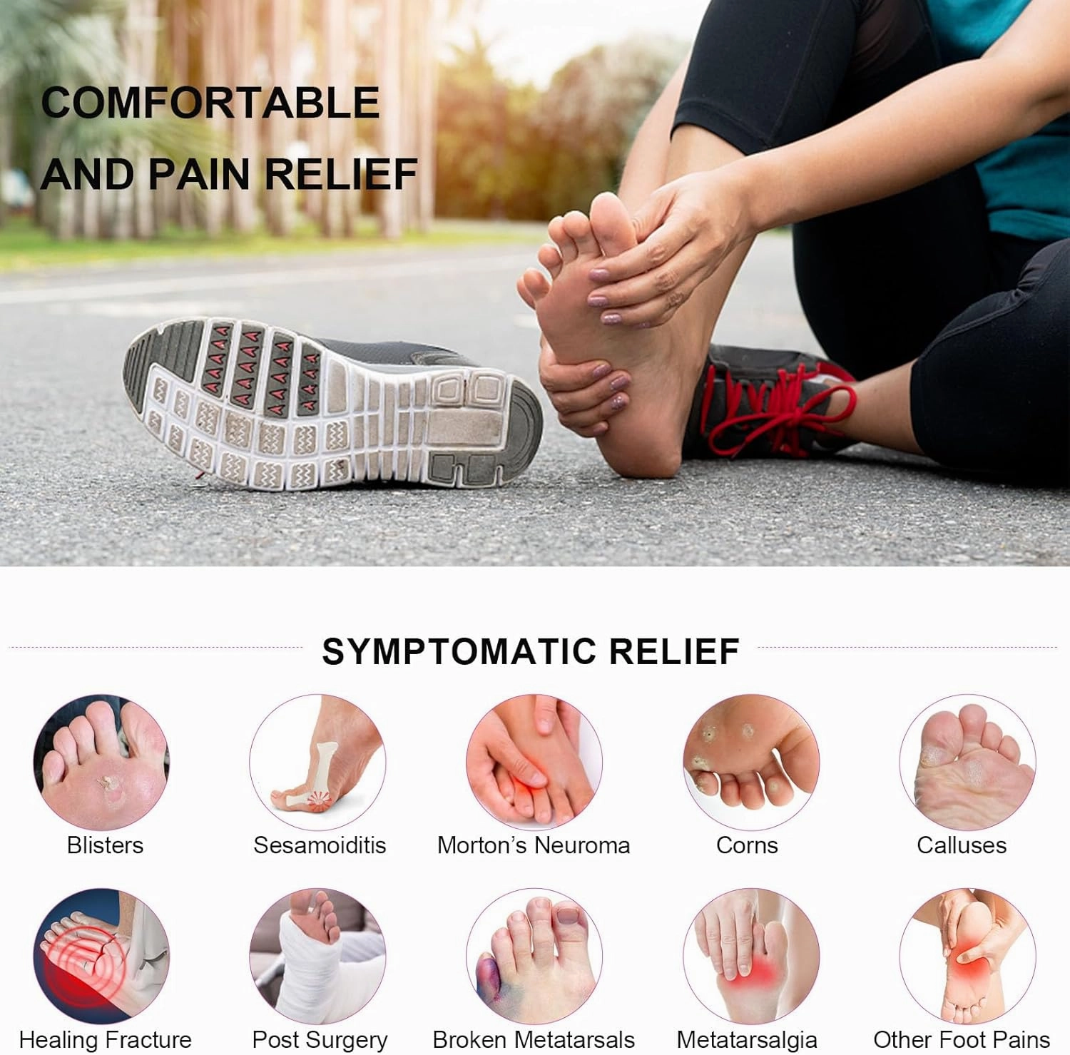 20 pcs Felt Metatarsal Pads for Women and Men, Adhesive Forefoot Pads Forefoot Cushion Pads, Ball of Foot Cushion Foot Pads for Forefoot and Sole Support, Metatarsalgia Mortons Neuroma