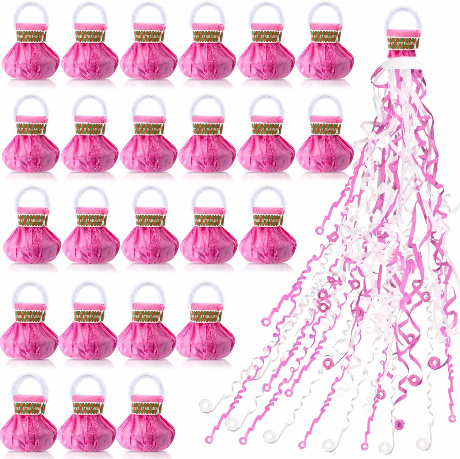 24 Pcs No Mess Streamers Hand Throw Streamers Streamer Poppers Paper Crackers Throw Streamers Romantic Confetti Streamers for Wedding,Birthday, Graduation, Celebrations, Party Favor(Pink) network streamer,wireless audio player,Wi-Fi music streamer,