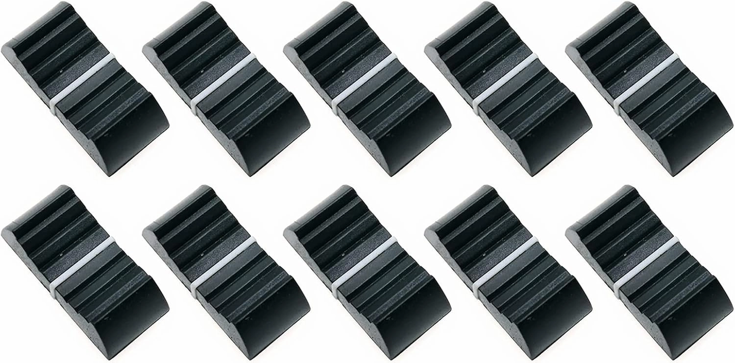 24mmx12mmx11mm Console Mixer Slider Fader Knobs Replacement for Potentiometer Gray Knob 10pcs (Black) mixer console,audio mixing desk,DJ console,