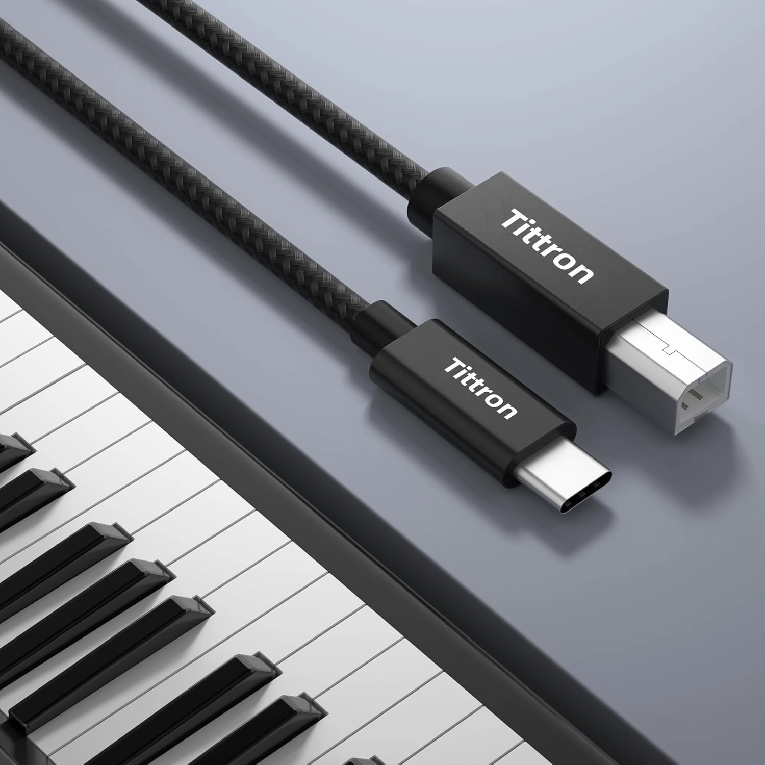 2.0m USB-C to Type-B MIDI Interface Cable for MIDI Keyboards/Controllers - MIDI-CB200, Metal