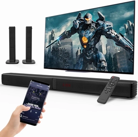 2.2 CH Sound Bars for TV, Peak Power 140W Dual Bass Subwoofer, 3D Surround Sound System, 32 Inch Home Theater Audio Soundbar, HDMI ARC Connection, 2 in 1 Detachable & Wall Mountable soundbar,TV speaker bar,home theater soundbar,