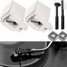 2 2Pack Record Player Needle Replacement for ATN3600L, Windspeed Turntable Stylus Compatible with Audio-Technica AT-LP60X, AT-LP60XBT, and AT-LP60XBT-USB Vinyl Record Player with 2 brush turntable cartridge,phono cartridge,MM MC stylus,