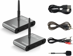 2.4Ghz Wireless Audio Transmitter Receiver for TV, Wireless Transmitter Receiver Kit for Subwoofer Powered Speaker Stereo wireless audio bridge,Bluetooth transmitter,WiFi audio link,