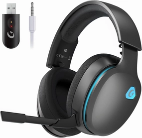 2.4GHz Wireless Gaming Headset for PS5, PS4 Fortnite & Call of Duty/FPS Gamers, PC, Nintendo Switch, 7.1 Surround Sound, Bluetooth 5.3 Gaming Headphones with ENC Mic, 40 Hr Battery - Space Gray over-ear headphones,closed back headphones,wireless studio