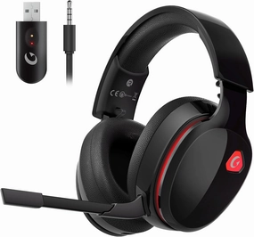 2.4GHz Wireless Gaming Headset for PS5, PS4 Fortnite & Call of Duty/FPS Gamers, PC, Nintendo Switch, Bluetooth 5.3 Gaming Headphones with Mic, Stereo Sound, Red Light -BlackRed over-ear headphones,closed back headphones,wireless studio cans,