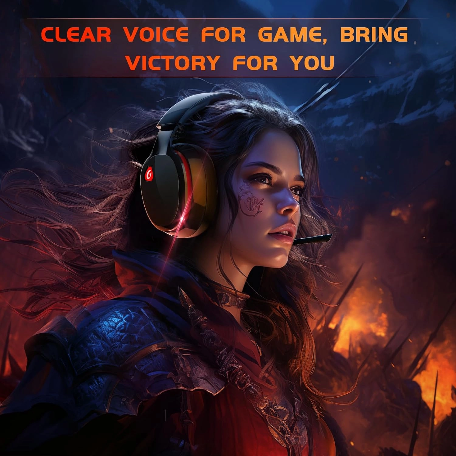 2.4GHz Wireless Gaming Headset for PS5, PS4 Fortnite & Call of Duty/FPS Gamers, PC, Nintendo Switch, Bluetooth 5.3 Gaming Headphones with Mic, Stereo Sound, Red Light -BlackRed