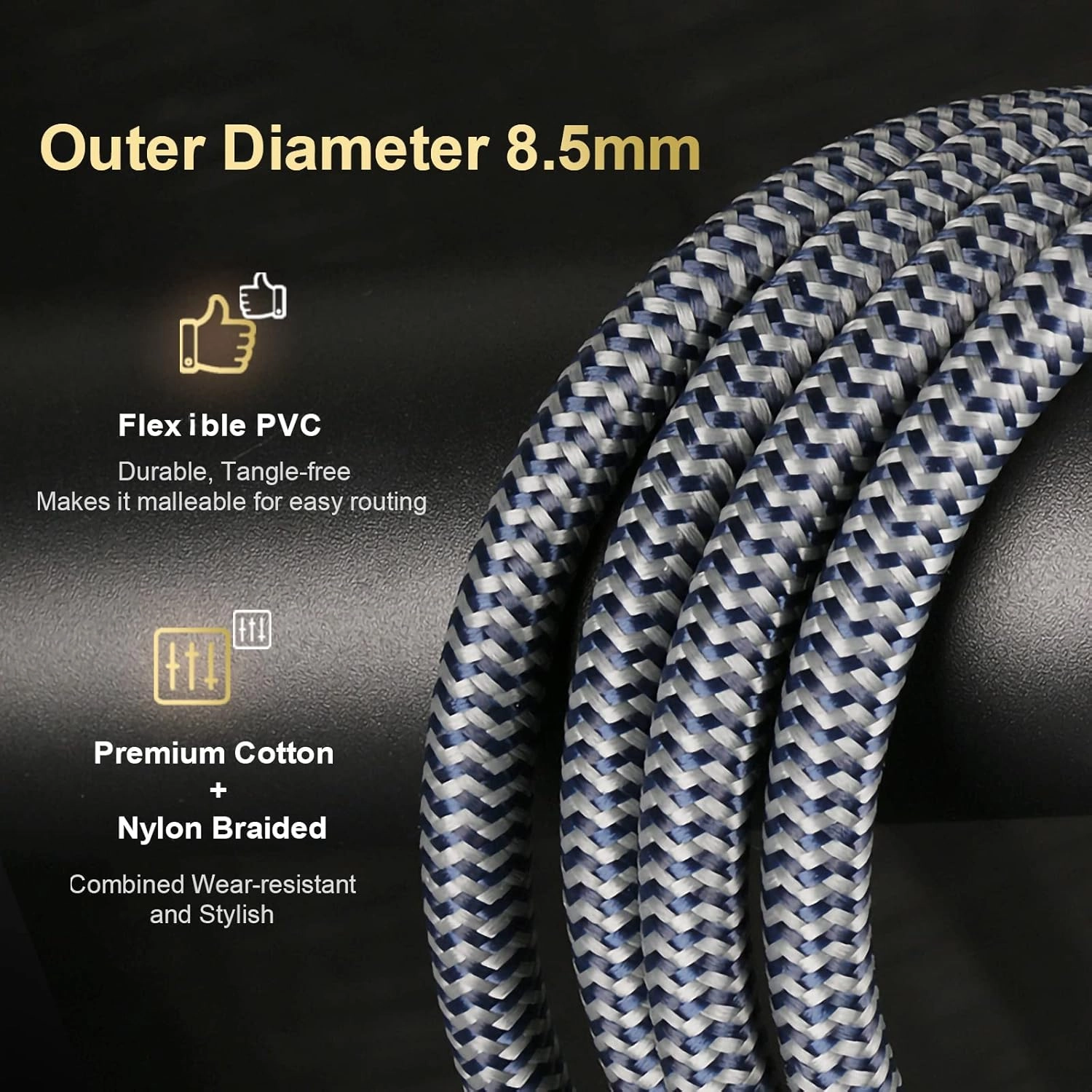 2 Audiophile High-end Speaker Cables 14AWG Cotton Net Braided Comes with Gold Plated Banana Plugs and Spade Connectors (4.92ft(2 Cables))