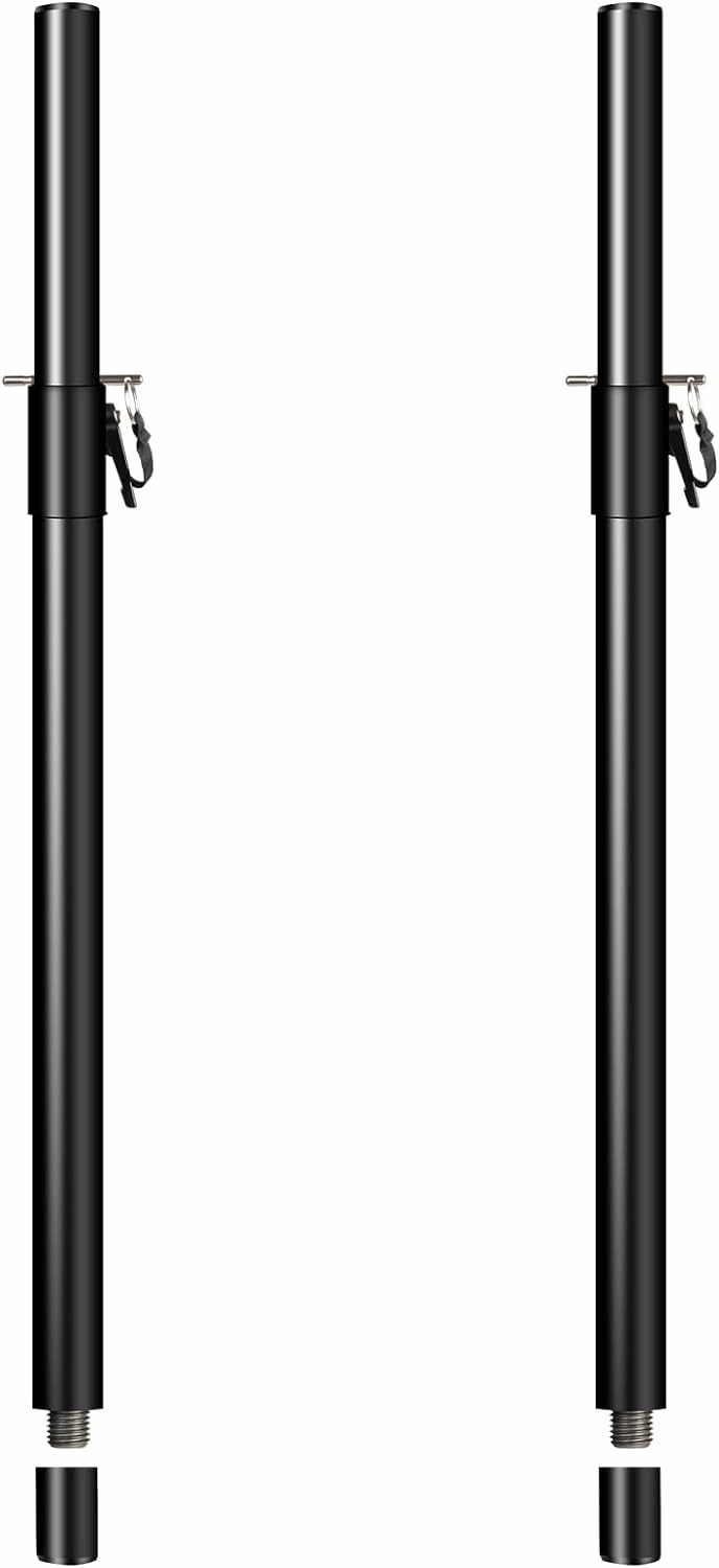 2 in 1 Speaker Pole for Subwoofer, Height Adjustment from 34 to 49 Inch, Fits 35mm and M20 Thread Mount Extender with Safety Pins, 88 LB Load-Bearing 2 Pack speaker stands,monitor stands,floor speaker holders,
