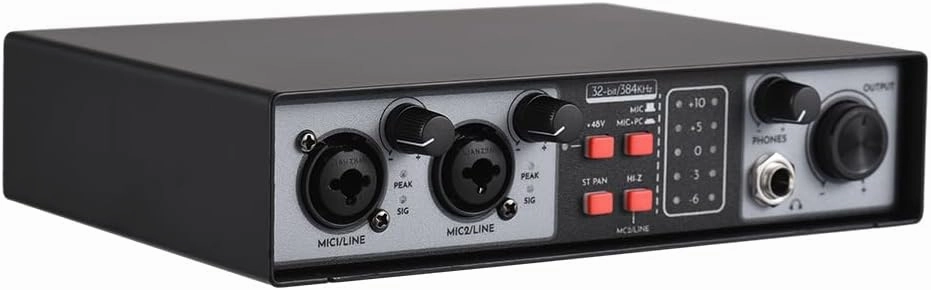 2-in 2-out Mixer Recording Sound Card Computer Recording Audio Interfaces Mixing Console Computer Recording Driver Free DJ Microphone Equipment 48V Phantom Power Supply Audio Mixer audio interface,USB interface,music recording input,