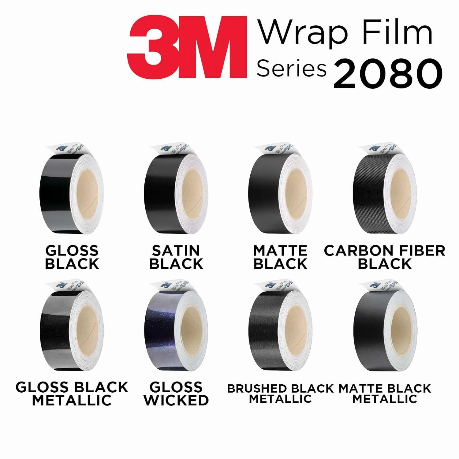 2 inches x 50 Feet Satin Black 3M 2080 Vinyl Wrap Kit for Black Out Chrome Delete Window Trim Door Trim with Tool Kit