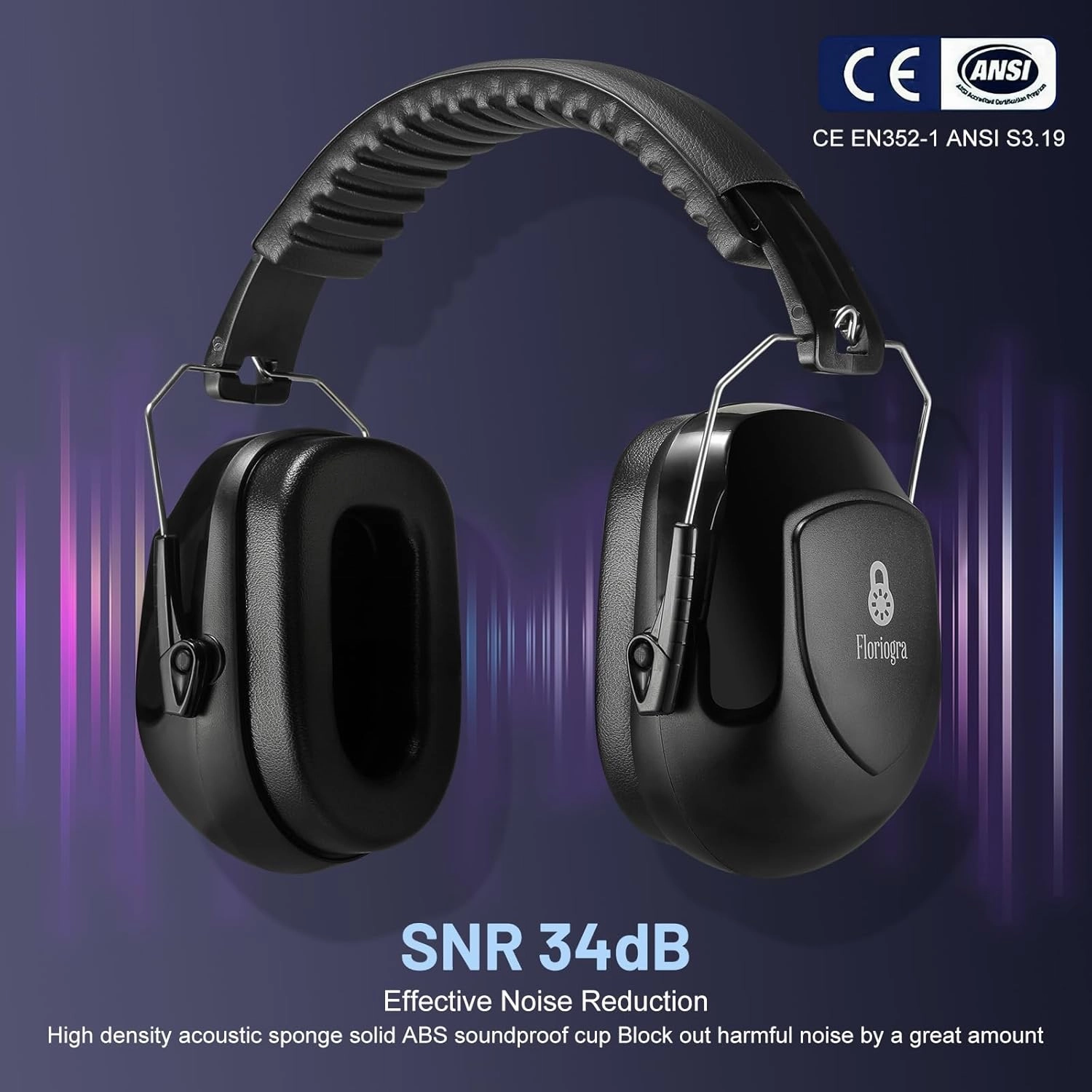 2 Pack 34dB Noise Canceling Headphones For Shooting, Hearing Protection Earmuffs, Ear Protection Headphones, Thickened Headband Ear Muffs For Noise Reduction For Shooting, Construction,Mowing