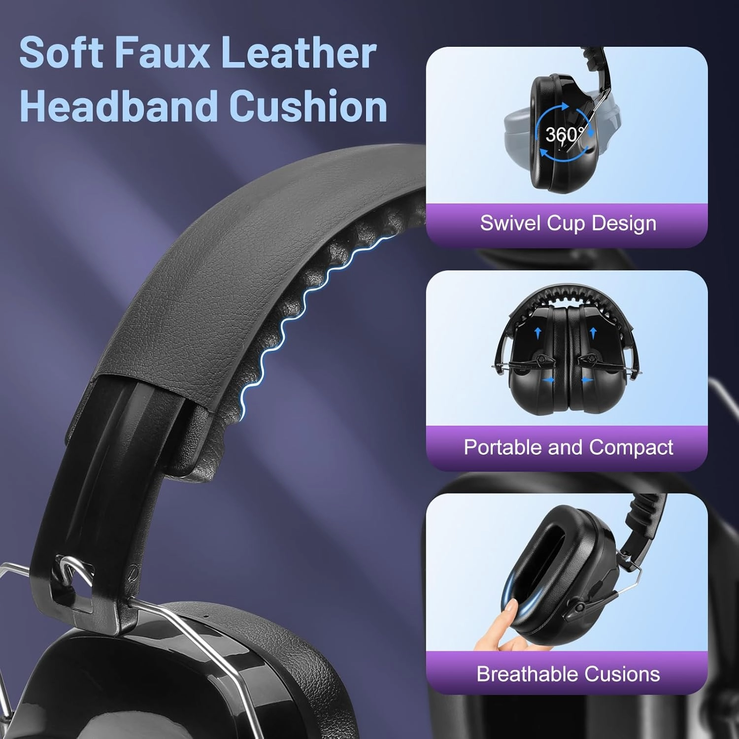 2 Pack 34dB Noise Canceling Headphones For Shooting, Hearing Protection Earmuffs, Ear Protection Headphones, Thickened Headband Ear Muffs For Noise Reduction For Shooting, Construction,Mowing
