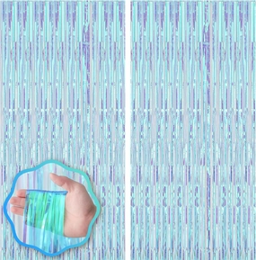 2 Pack 3.3x8.2 Feet Neon Iridescent Foil Fringe Backdrop Curtains, Tinsel Streamers Birthday Party Decorations, Fringe Backdrop for Graduation, Baby Shower, Gender Reveal, Disco Party network streamer,wireless audio player,Wi-Fi music streamer,