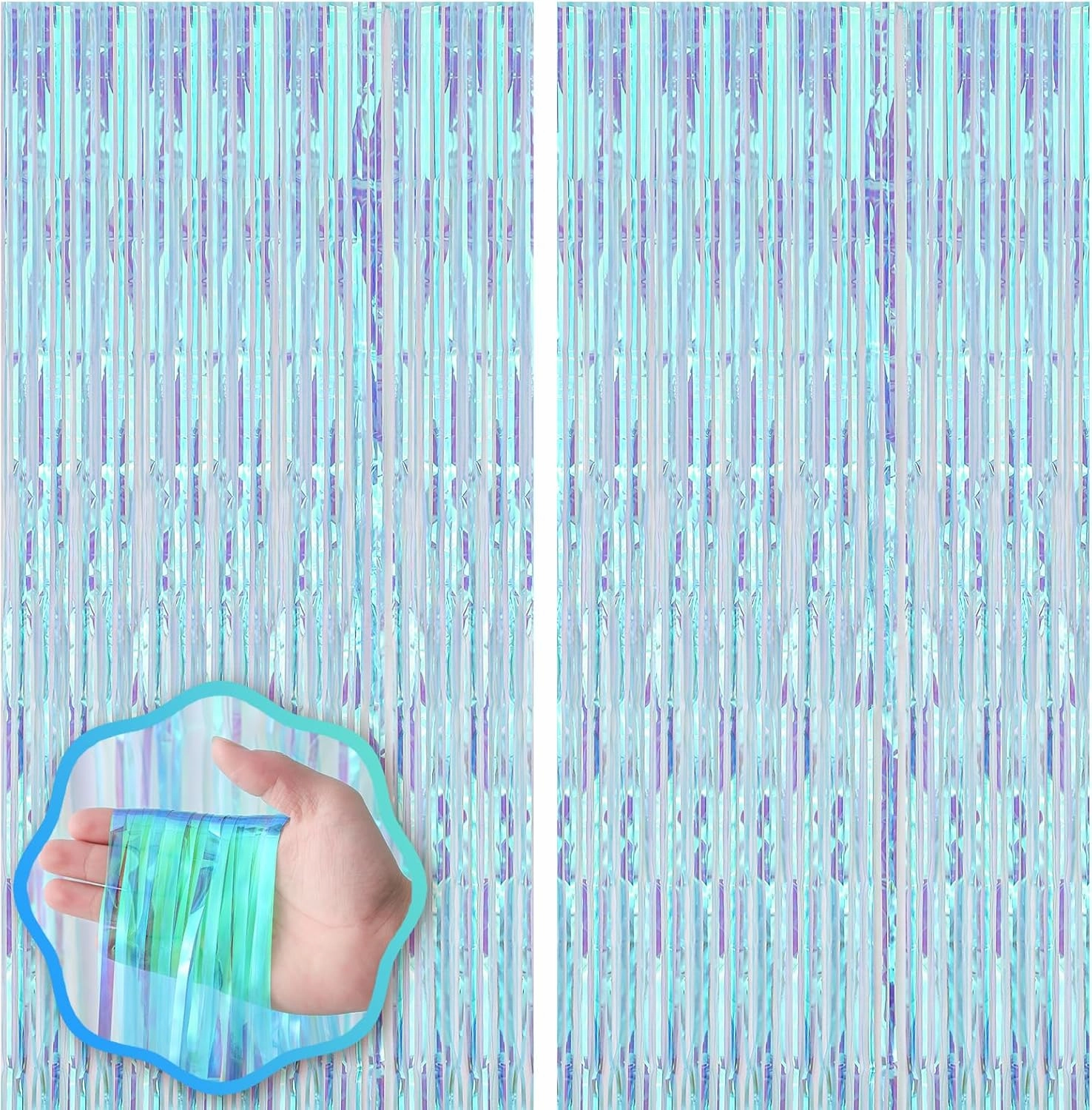 2 Pack 3.3x8.2 Feet Neon Iridescent Foil Fringe Backdrop Curtains, Tinsel Streamers Birthday Party Decorations, Fringe Backdrop for Graduation, Baby Shower, Gender Reveal, Disco Party network streamer,wireless audio player,Wi-Fi music streamer,