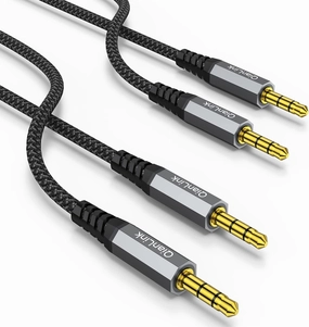 2 Pack AUX Cable, (6.6ft/2m, Hi-Fi Sound) 3.5mm TRS Auxiliary Audio Cable Nylon Braided Cord Compatible with Car,Home Stereos,Speaker,iPod iPad,Headphones,Sony,Echo Dot,Beats (Grey) speaker cable,audio wire,hi-fi speaker cord,