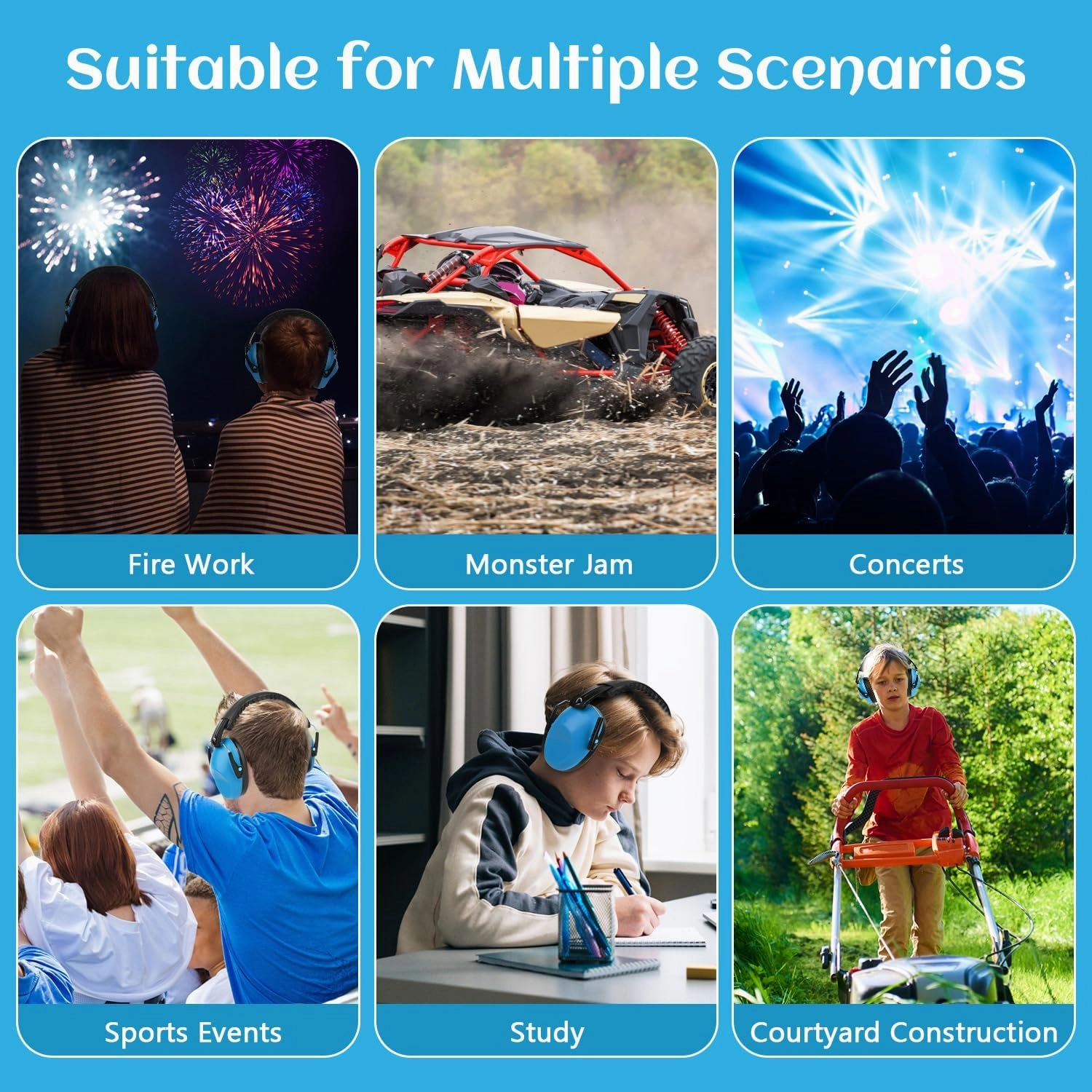 2 Pack Noise Canceling Headphones for Kids, Kids Ear Protection Earmuffs for Autism, Toddler, Children, Noise Cancelling Sound Proof Earmuffs/Headphones for Concerts, Air Shows, Fireworks