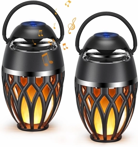 2 Pack Outdoor Bluetooth Speakers,Wireless Speaker with LED Flame Speaker BT 5.0,Waterproof Torch Lantern for Patio Pool Party,Gifts for Women Men wireless speakers,portable Bluetooth speaker,multiroom speaker,