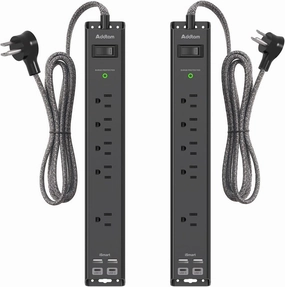 2 Pack Power Strip Surge Protector - 6Ft Extension Cord with 5 Widely Outlets 4 USB (2 USB C) Port, 1875W/15A, Wall Mount, Flat Plug, Desk Charging Station for Home Office College Dorm Room Essentials power cord,hi-fi power cable,AC power lead,