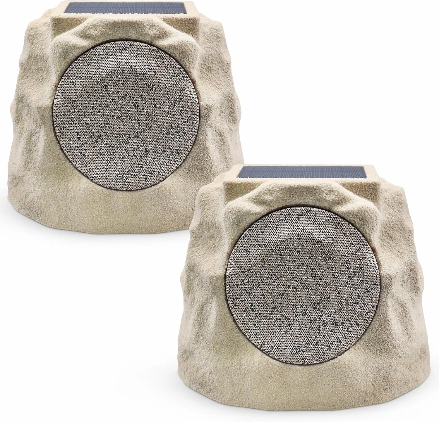2-Pack Rock Speakers Outdoor Water-Resistant IP44 Solar Powered Patio Speaker with TWS Pair Function and USB Rechargeable for Pool Outside Garden Deck BBQ powered subwoofer,home theater subwoofer,deep bass speaker,