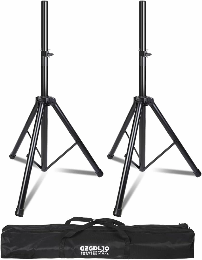 2 Pack Universal Speaker Stands Pair, Height Adjustable Tripod from 35 to 60 Inch 35 MM Compatible Insert with Carrying Bag for Stage speaker stands,monitor stands,floor speaker holders,