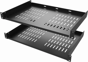 2 Pcs of 1U Universal Rack Shelf, 12" Deep Vented Cantilever Rack Tray for 19" Networking Cabinet or Rack, Black 2 Pcs (12 inches 2 Pcs) equipment cabinet,AV gear cabinet,component enclosure,