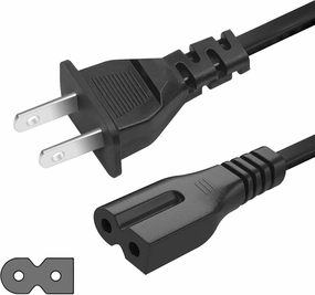 2 Prong Polarized 5Ft Power Cord C7 Connector AC Power Cable Replacement for Vizio D-E-M Series TV, Sewing Machine, PlayStation PS1/PS2, Sony, Bose, Brother, Singer power cord,hi-fi power cable,AC power lead,