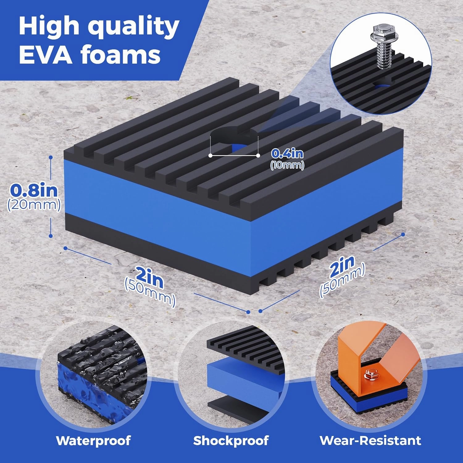 2" 2" 7/8" 4 PCS-Mechanical Vibration Damping Pads3/8" Pre-Drill Hole Vibration Isolator Pad, Heavy Duty Rubber Anti Vibration Isolation Pads, Air Compressor Isolation Pads for Air Conditioner