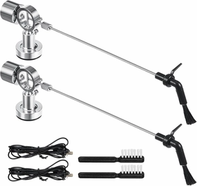 2 Set Vinyl Record Cleaning Arm Anti-static Brush for Records Cleaner Antistatic LP Cleaning Brush with Carbon Fiber Center Bristles for Turntables LP Accessories record cleaning kit,vinyl cleaner,stylus brush set,