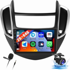 2G 64G Car Stereo with Wireless Apple CarPlay Android Auto for Chevrolet Chevy Trax 2014 2015 2016 Android 13 Radio 9" Touch Screen Bluetooth Car Radio with GPS Navigation HiFi WiFi FM Backup Camera wireless audio bridge,Bluetooth transmitter,WiFi aud