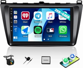 2G 64G for 2008-2012 Mazda 6 Radio Android 13 Car Stereo with Wireless Apple Carplay Android Auto 9" Touchscreen Bluetooth Car Radio with GPS Navigation WiFi HD Backup Camera FM/RDS Radio Head Unit wireless audio bridge,Bluetooth transmitter,WiFi audi