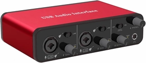 2i2 Audio Interface Audio Interface USB Microphone Preamps with 48V Phantom Power 24 Bit Support Smartphone/Tablet/Computer and Other Equipment RecordingNo DAW Recording Software audio interface,USB interface,music recording input,