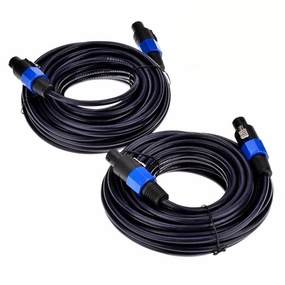 2Pack 50 ft Male Speakon to Speakon Cables, Professional 12 Guage AWG Audio Cord DJ Speaker Cable Wire with Twist Lock - 2 Conductor. speaker cable,audio wire,hi-fi speaker cord,